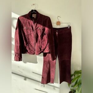 Vintage Suede Jacket & Pant Set - “Skotts Suede” - Deep Plum - Size 6